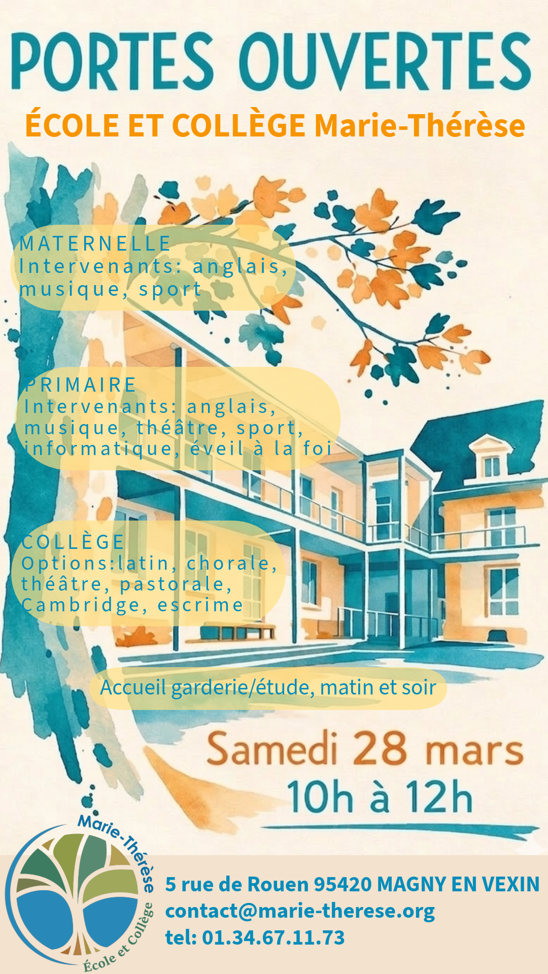 affiche portes ouvertes école Marie-Thérèse